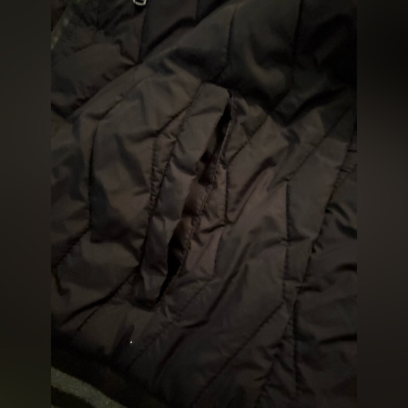 Mens America Stitch Black Varsity Jacket Coat Puffer Black/Gray Striped Size L - Picture 9 of 11